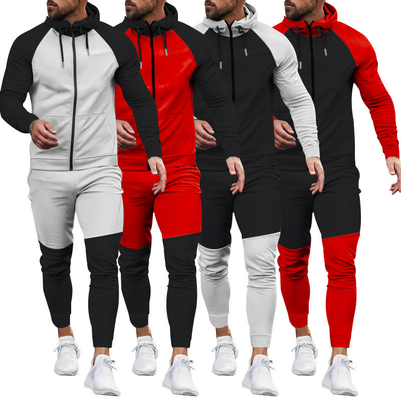 Men's Fashion Colorblock Leisure Sports Suit