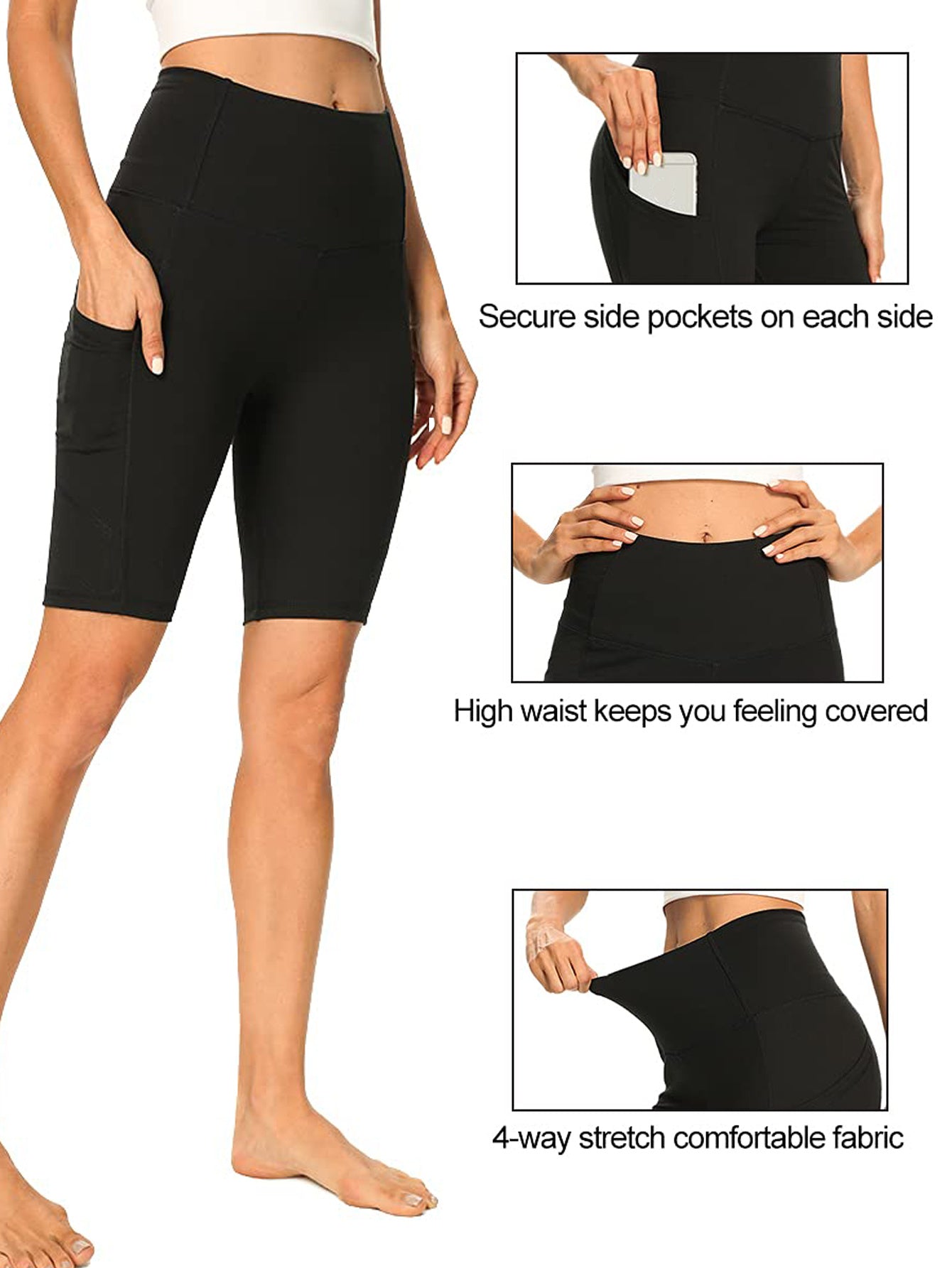 Yoga Pants - High Waist Five Points, 3 Pieces