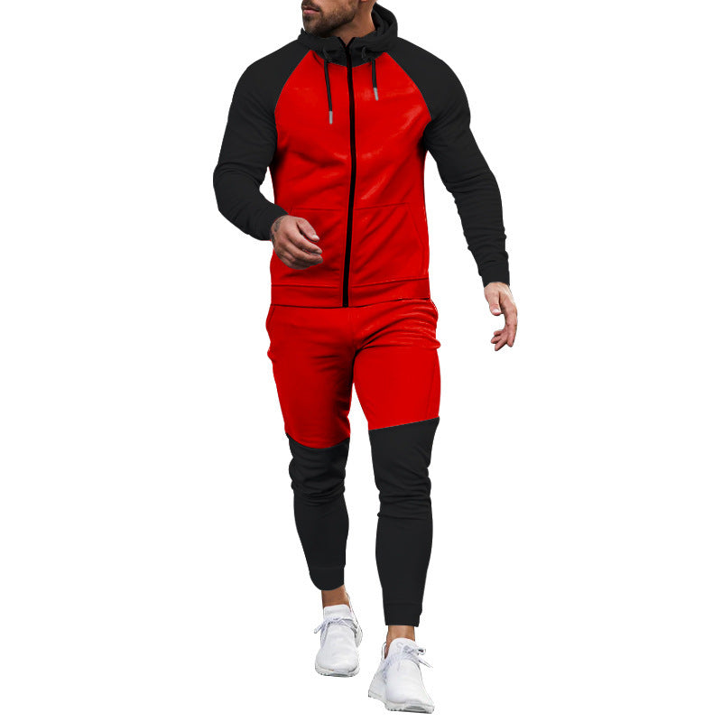 Men's Fashion Colorblock Leisure Sports Suit