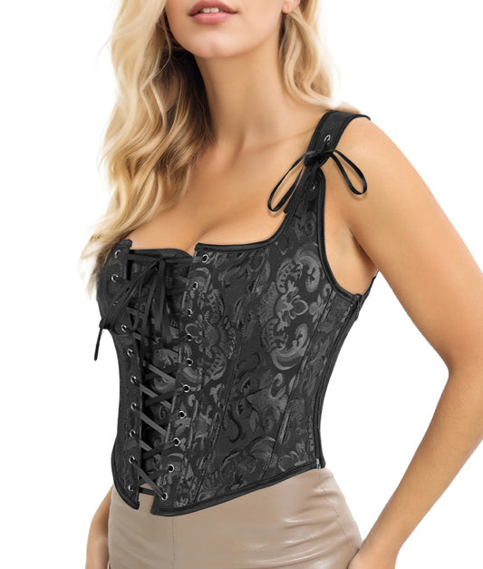 Corset Tops For Women Going Out Fashion Womens Sexy Vintage Overbust Corset Tops For Women Women's Renaissance Style Lace-Up Corset Camisole,Push Up Lingerie Jacquard Shapewear