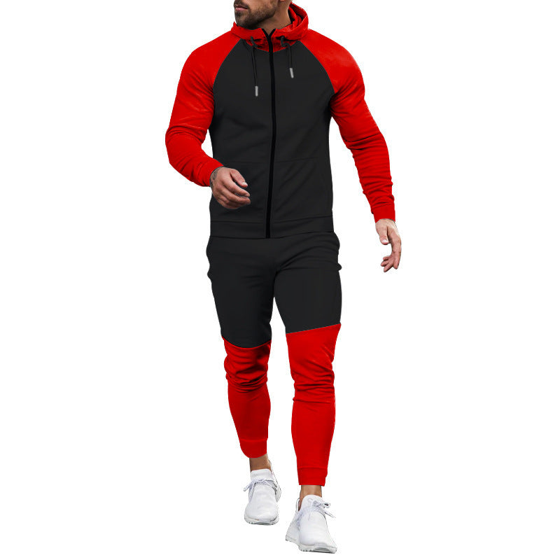 Men's Fashion Colorblock Leisure Sports Suit